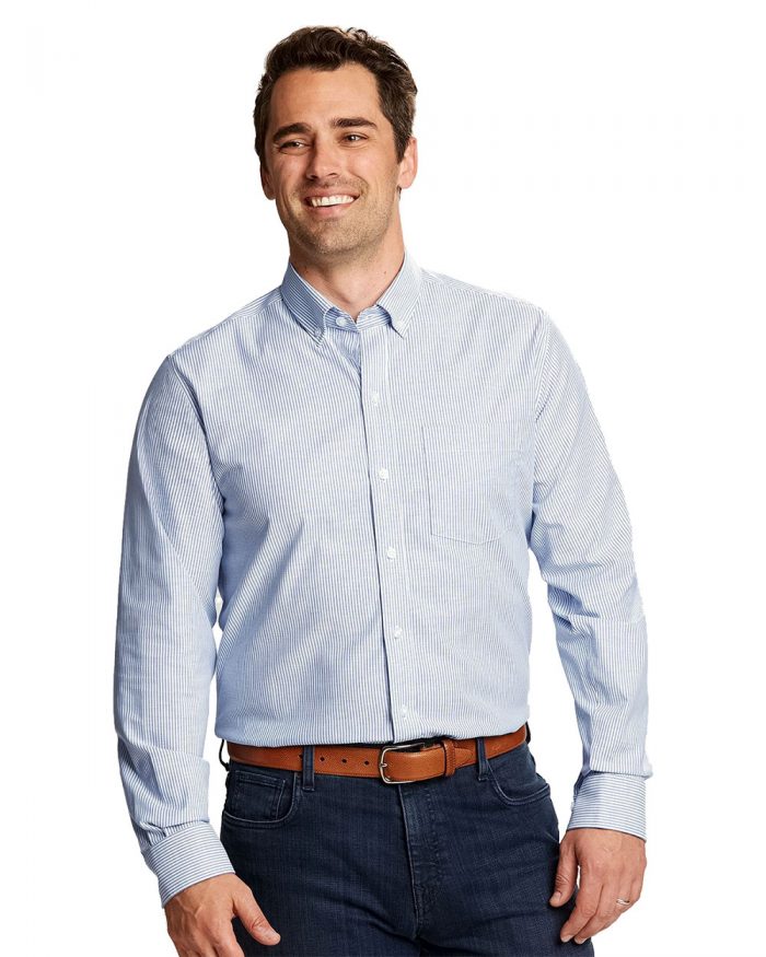 CB Stretch Oxford Stripe Mens Long Sleeve Dress Shirt